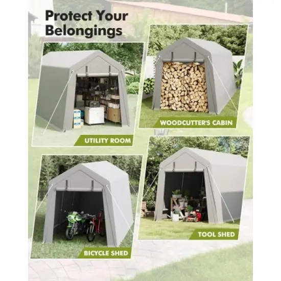 7x15 FT Motorcycle Storage Sheds, Portable Shed with Rolled Up Zipper Door, Waterproof image {6}
