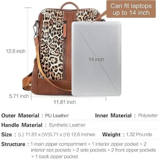 CLUCI Leather Backpack Purse for Women Convertible Large Travel Ladies Designer Fashion Casual College Shoulder Bag image {2}