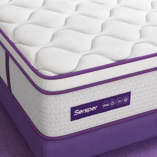 Sersper 10" Euro Top Memory Foam Spring Hybrid Mattress - Compatible with Platform Bed, Box Spring, or Slat Base image {7}