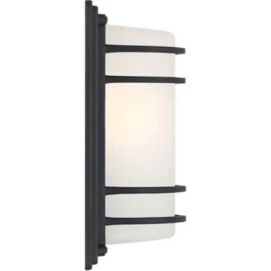 John Timberland Habitat Modern Industrial Outdoor Wall Light Fixtures Set of 2 Black Metal 11" Frosted Glass for Post Exterior Barn Deck image {5}