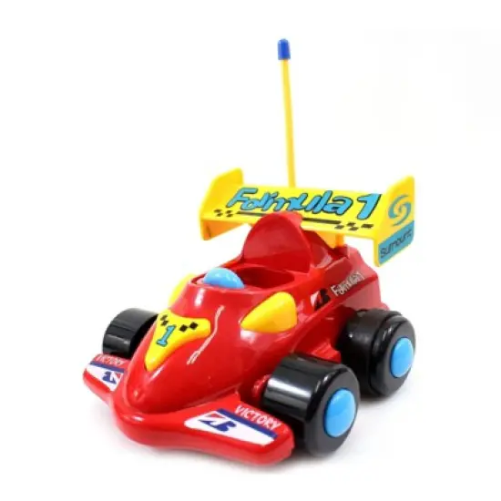 Insten Remote Control Cartoon Race Formula Car with Music, Lights & Action Figure, RC Toys for Kids, 4" Red image {1}