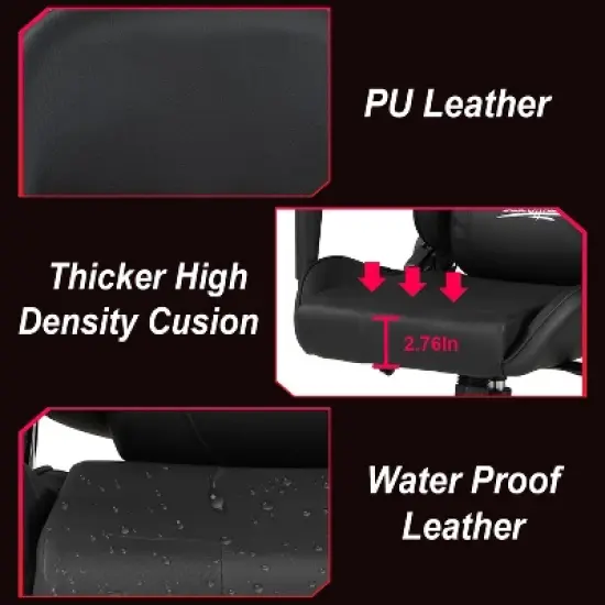 BestMassage Gaming Chair Office Chair with Lumbar Support Headrest Armrests and Rolling Swivel Computer Chair for PC Gamer image {4}