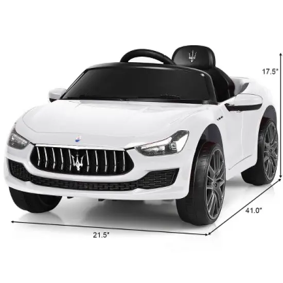 Costway 12V Maserati Licensed Kids Ride on Car w/ RC Remote Control Led Lights MP3 BluePinkWhite image {2}