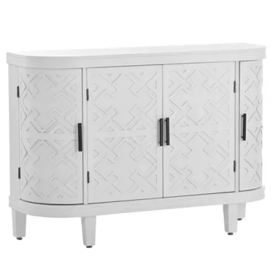 Accent Storage Cabinet Wooden Sideboard Cabinet with Antique Pattern Doors-ModernLuxe image {4}