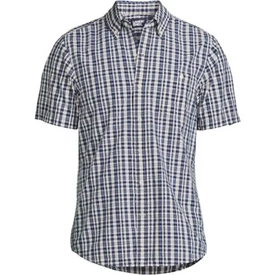 Lands' End Men's Traditional Fit Short Sleeve Seersucker Shirt image {11}