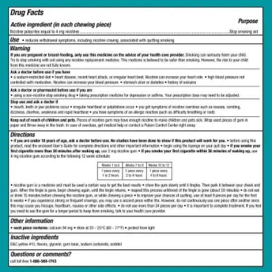 Nicorette 4mg Stop Smoking Aid Gum - Original - 170ct image {8}