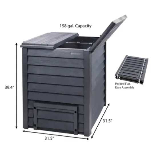 Thermo-Wood Composter &ndash; 158 gal &ndash; Recycled Plastic, Tool-Free Assembly, Dual Lids image {1}