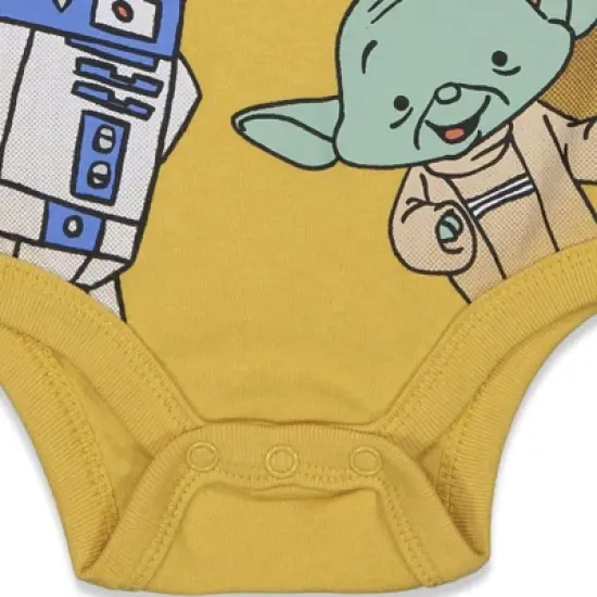 Star Wars C-3PO Chewbacca R2-D2 Baby 3 Pack Bodysuits Newborn to Infant image {8}