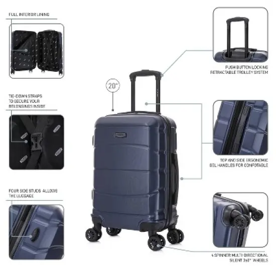 DUKAP Sense Lightweight Hardside Carry On Spinner Suitcase - Blue image {2}