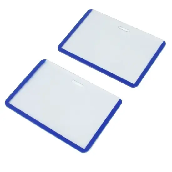 Unique Bargains Staff Office Plastic B8 Horizontal ID Name Cards Badge Holder Clear 2pcs image {2}