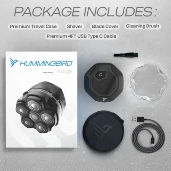 HUMMINGBIRD&trade; Head Shavers for Bald Men - MK3 Mens Head Shaver, Detachable Head, Wet/Dry Electric Razor, Rotary Bald Head Shavers for Men, Waterproof image {5}