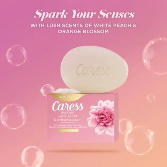 Caress Women's Bar Soap Daily Silk White Peach & Orange Blossom for All Skin - 3.15oz/3pk image {4}
