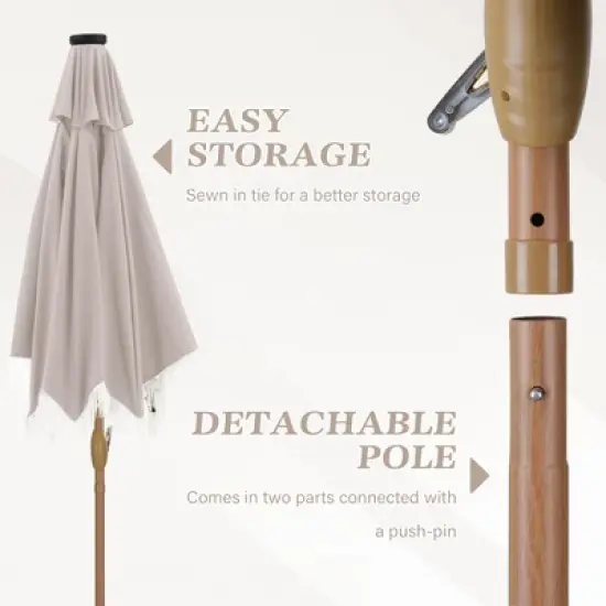 Ainfox 7.5ft Outdoor Tassel Patio Umbrella For Outdoor Table Umbrella,Market Umbrella with 6 Sturdy Ribs, with Push Button Tilt and Crank image {4}