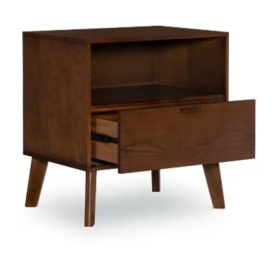 Reid 1 Drawer Nightstand Walnut - Linon image {2}
