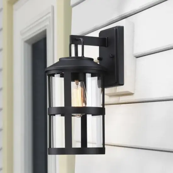 Glass Outdoor Wall Light Black - Wellfor image {4}