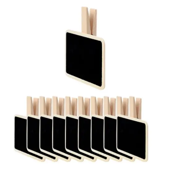 Unique Bargains Wood Mini Signs Tags with Clip Weddings Message Board Notes 10 Pcs image {6}