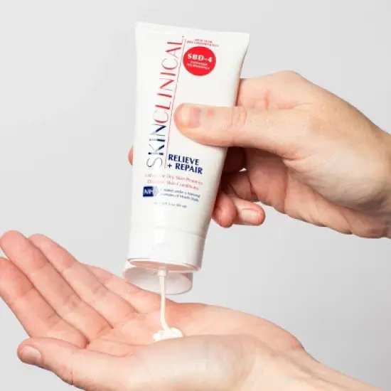 SkinClinical Relieve + Repair Body Lotion for Extremely Dry Skin, Unscented Moisturizing Body Lotion, Patented Ingredient SBD-4 (3oz) image {1}