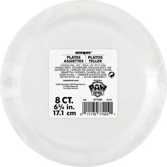PAW Patrol 7" 8ct Paper Party Snack Plates image {2}