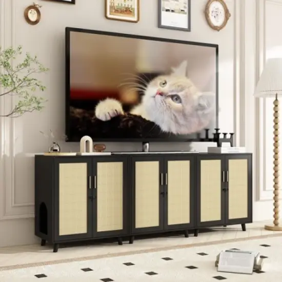 FUFU&GAGA Cat Cabinet Organiser Sisal Cabinet Doors Safe and Natural image {11}