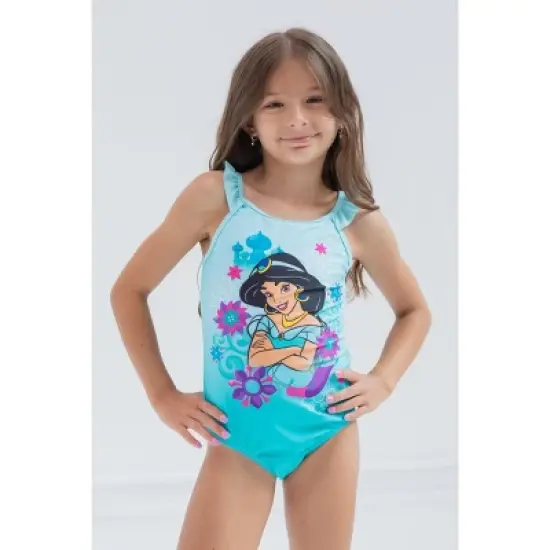 Disney Princess Cinderella Belle Tiana Jasmine Girls One Piece Bathing Suit Toddler to Little Kid image {1}