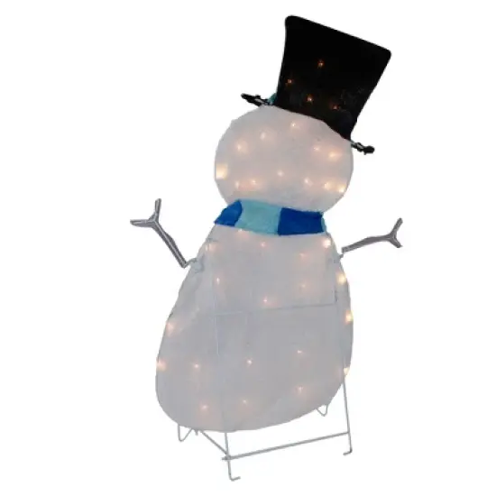 Northlight Lighted Chenille Snowman Outdoor Christmas Decoration - 32" - White Lights image {3}