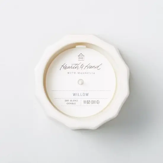 Wide Fluted Speckled Ceramic Willow Jar Candle Tonal Cream 11oz - Hearth & Hand&trade; with Magnolia image {2}