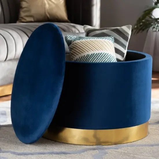 Marisa Velvet Upholstered Storage Ottoman - Baxton Studio image {5}