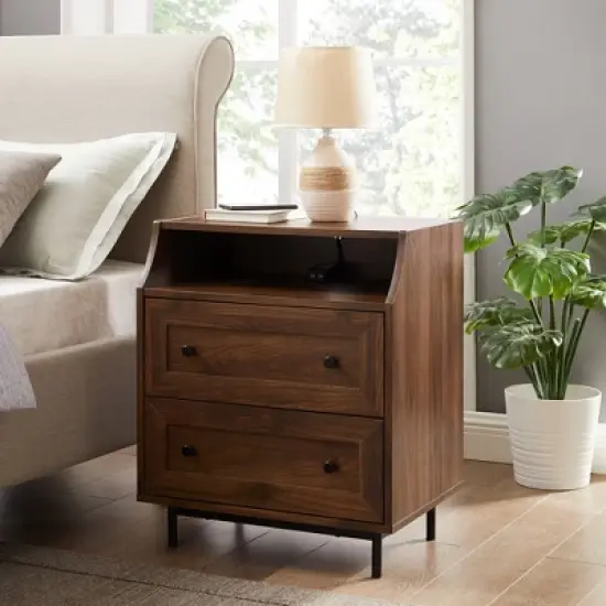 Transitional 2 Drawer Nightstand with USB Port - Saracina Home image {6}