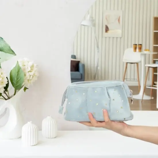 Unique Bargains Starry Pattern Velvet Makeup Bag 1 Pc image {5}