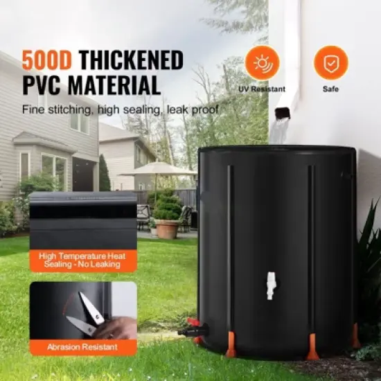 Mojgar Collapsible Rain Barrel 66 Gal Rain Catcher with Spigots and Overflow Kit image {1}