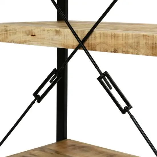 Brinkley Modern Industrial Handcrafted 3 Shelf Mango Wood Shelving Unit Natural/Black - Christopher Knight Home image {7}