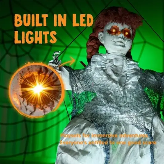 Joyfy 31" Halloween Hanging Swinging Doll Ghost, Doll with Scary Expressions for Halloween Outdoor Decoration, Haunted House Prop, Party Decor image {2}