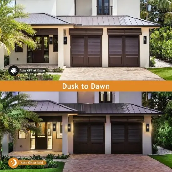 C Cattleya Black Dusk to Dawn Outdoor Wall Lantern Sconce with Clear Tempered Glass(2-Pack) image {2}