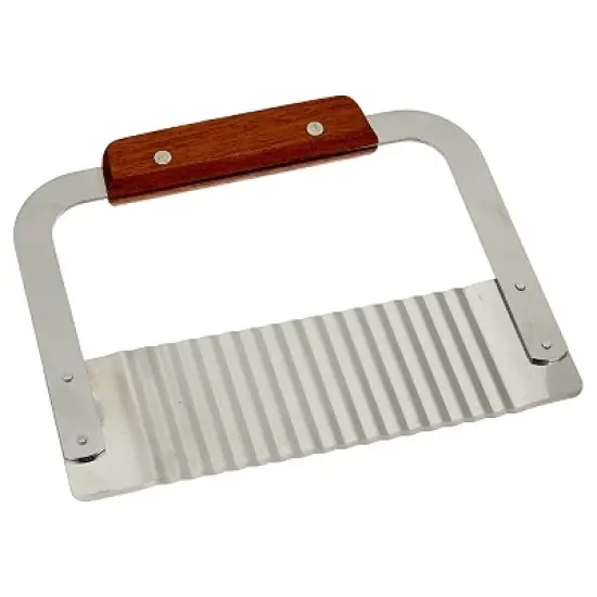 Winco Crinkle Cutter Serrator with Wooden Handle, Stainless Steel, 7" image {1}