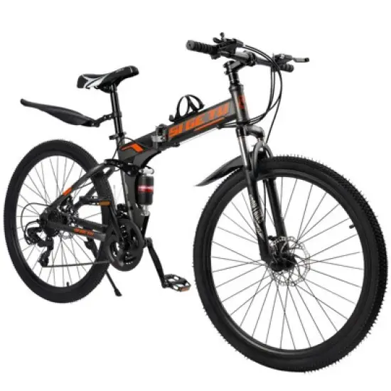 Topteng 27 Speed 26 inches Folding Bike Mountain Bicycle - Gray image {9}