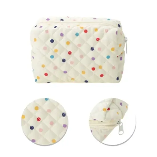 Unique Bargains Quilted Square Flowers Makeup Bag Assorted Color 1 Pc image {3}