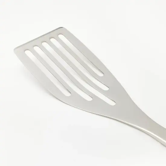 Stainless Steel Slotted Fish Turner Silver - Figmint&trade;: Metal Spatula for Cooking, Dishwasher-Safe Utensil image {2}