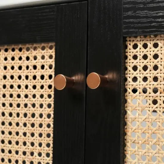 Whisen 30" Bathroom Vanity with Handmade Rattan Doors & Soft-Closing Mechanisms image {11}