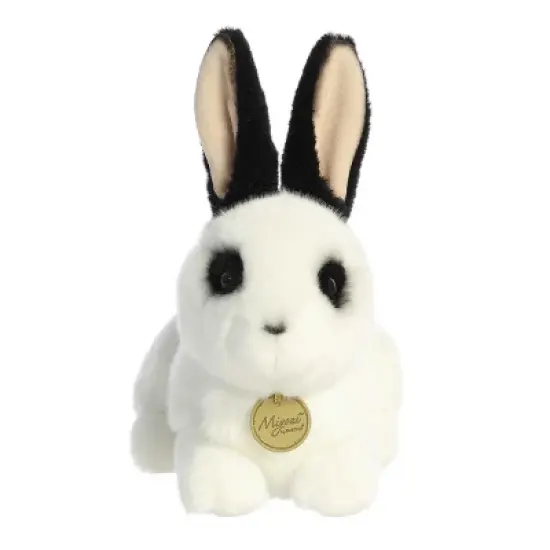 Aurora Miyoni 10" Black And White Rex Rabbit White Stuffed Animal image {1}