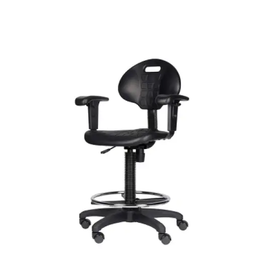 22"-32" Adjustable Height Polyurethane Task Office Chair with Arms Black- Hampden Furnishings image {11}