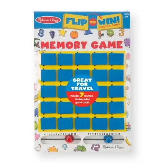 Melissa & Doug Flip to Win Travel Memory Game - Wooden Game Board, 7 Double-Sided Cards image {2}