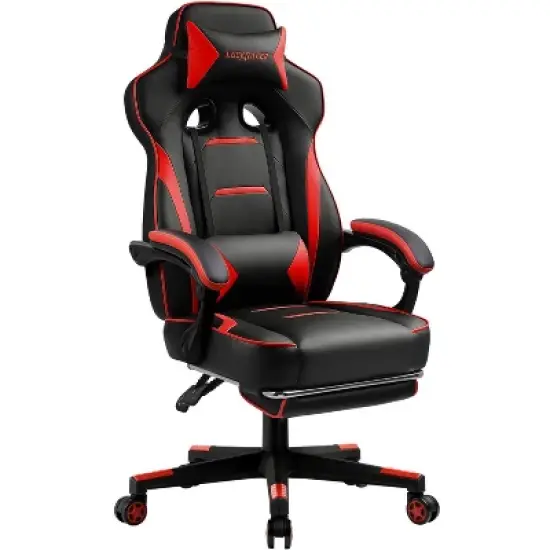 LUCKRACER Gaming Chair with Footrest High Back Computer Desk Chair Office Chair Red image {6}