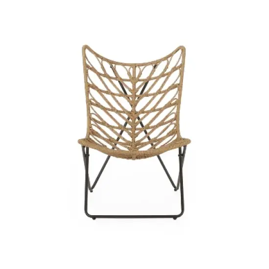 Christopher Knight Home 2pc Byson Wicker Outdoor Patio Accent Chairs Light Brown/Black image {7}