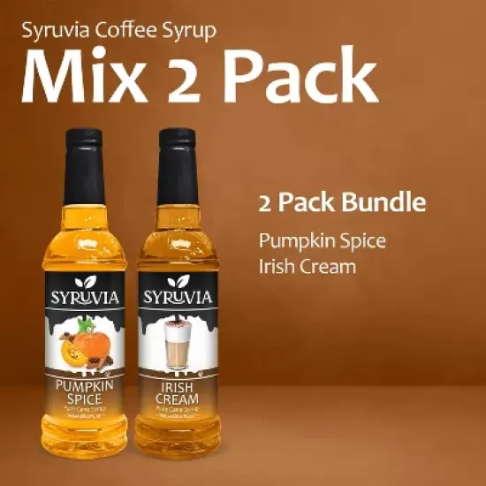 Syruvia Variety Pack - Pumpkin Spice & Irish Cream Syrup 25.4 Fl oz (2-Pack) image {5}