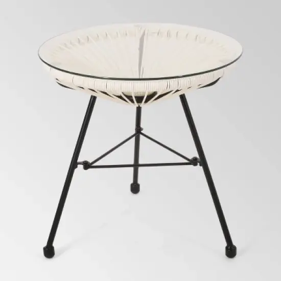 Java 3pc Faux Rattan Modern Chat Set - White - Christopher Knight Home image {2}