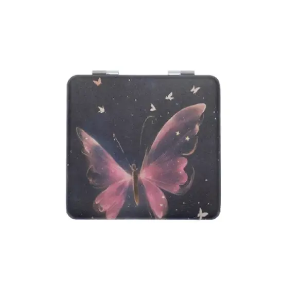 Unique Bargains Butterfly Makeup Mirror Black Pink 1 Pc image {3}