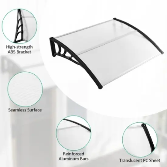 Tangkula 2PCS 48" x 40" Window Awning Door Canopy Exterior Awning Canopy Patio Black image {4}