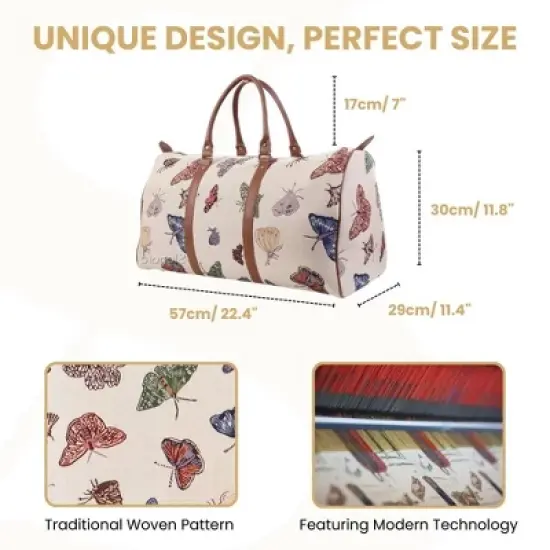 Signare USA Butterfly Beige Big Holdall/Duffel Bag image {3}