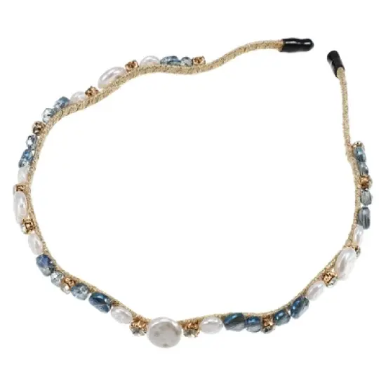 Unique Bargains Women's Rhinestone Vintage Wavy Faux Pearl Headband image {7}