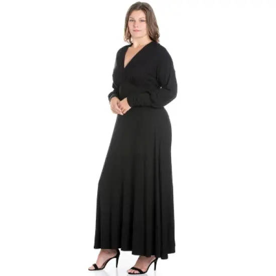 V-Neck Long Sleeve Maxi Plus Size Dress image {1}